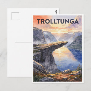 Trolltunga Norwegen Vintage Postkarte