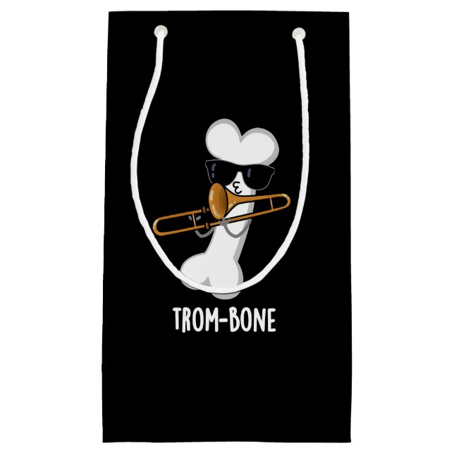 Trom-bone Funny Music Trombone Pun Dark BG Kleine Geschenktüte (Vorderseite)