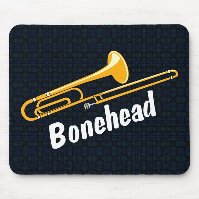 Trombone Bonehead weißer Text Mousepad (Vorne)