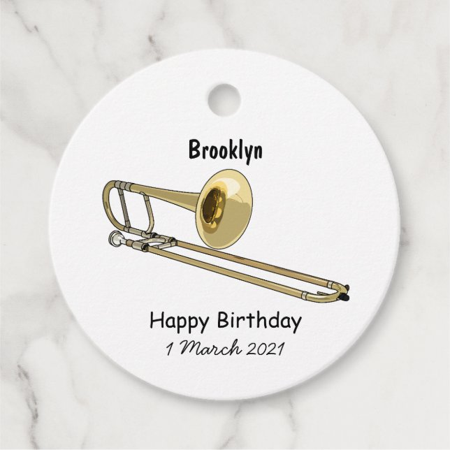 Trombone-Cartoon Geschenkanhänger (Vorderseite)