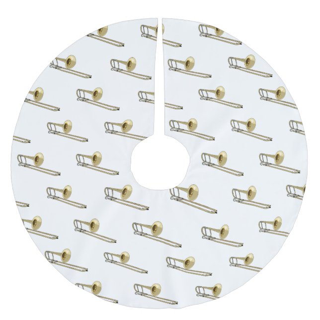 Trombone-Cartoon Polyester Weihnachtsbaumdecke (Vorderseite)