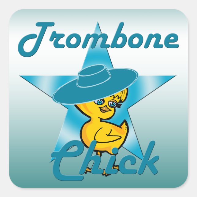 Trombone Chick #7 Quadratischer Aufkleber (Vorderseite)