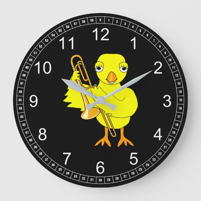 Trombone Chick Große Wanduhr (Vorderseite)