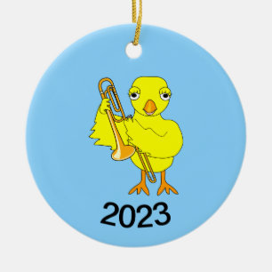 Trombone Chick Keramik Ornament