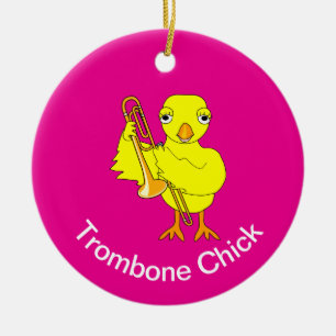 Trombone Chick Keramik Ornament