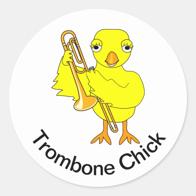 Trombone Chick Runder Aufkleber (Vorderseite)