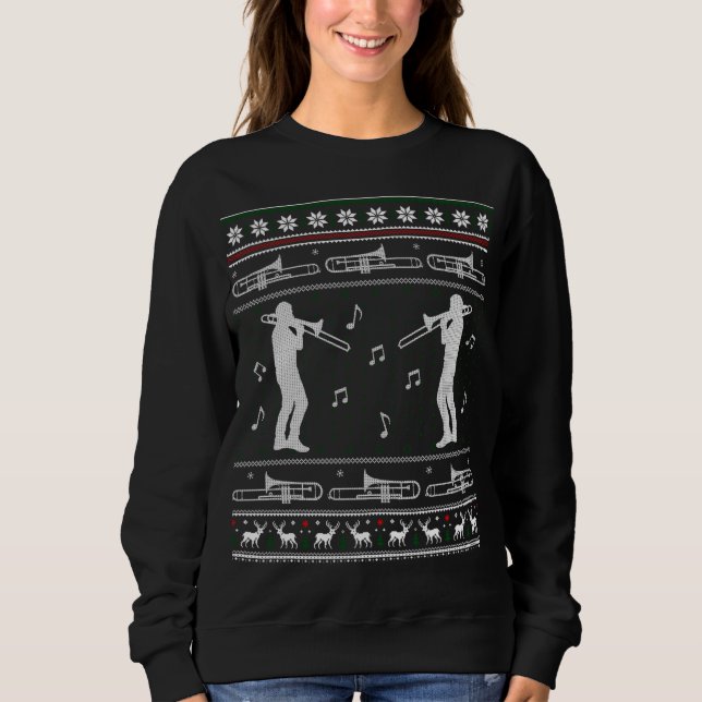 Trombone Christmas Funny Band Ugly Sweater Sweatshirt (Vorderseite)