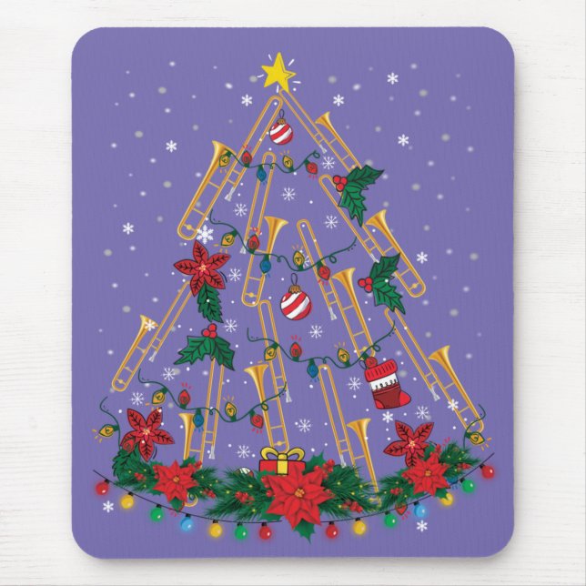 Trombone Christmas Tree Ornaments Funny Music Band Mousepad (Vorne)