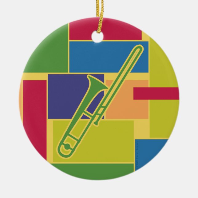Trombone Colorblocks Verzierung Keramik Ornament (Vorne)