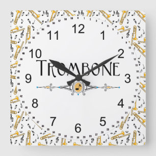 Trombone-Dekorationslinie Quadratische Wanduhr