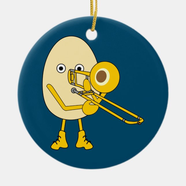 Trombone Egghead Keramik Ornament (Vorne)