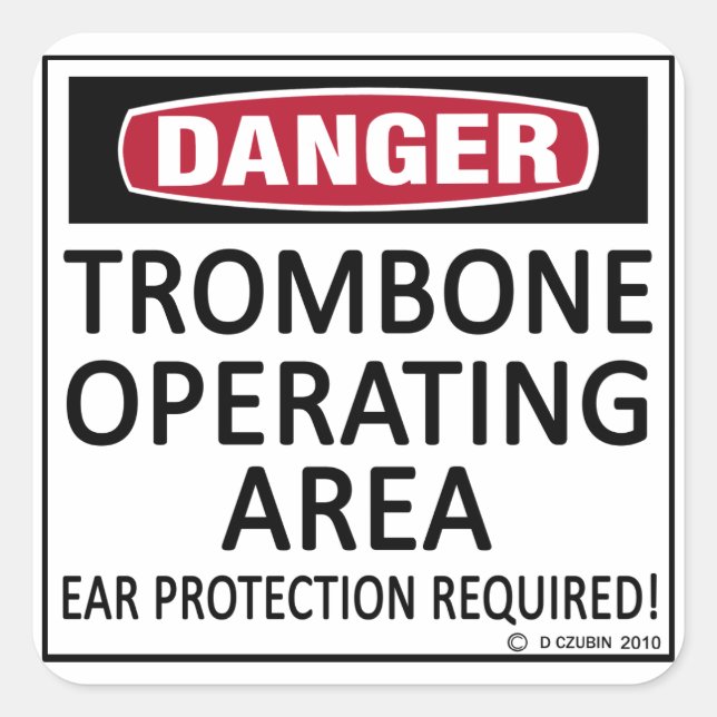 Trombone-Einsatzgebiet Quadratischer Aufkleber (Vorderseite)