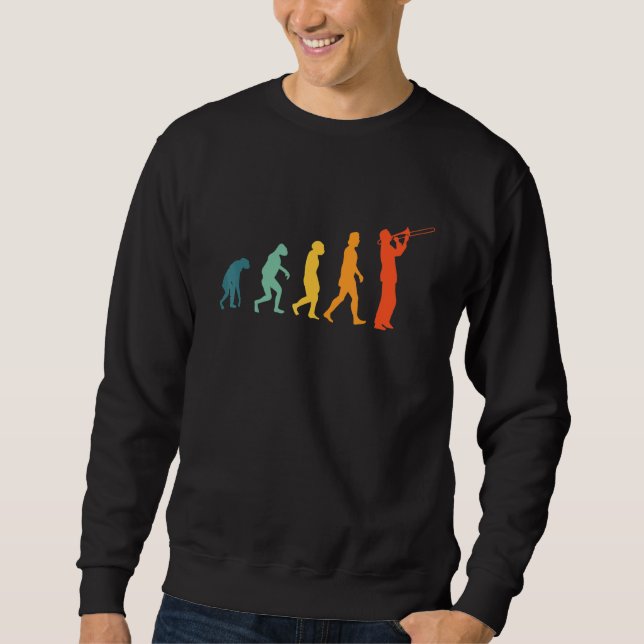 Trombone-Evolution Retro-Trombone-Player Trombonis Sweatshirt (Vorderseite)
