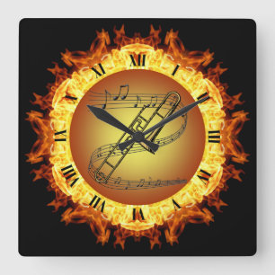 Trombone ~ Feuerschaffen #3 ~ Aus dem Tiegel~ Quadratische Wanduhr