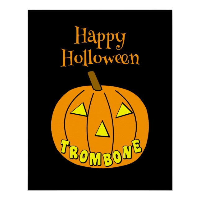 Trombone Halloween Pumpkin Black Poster (Vorderseite)