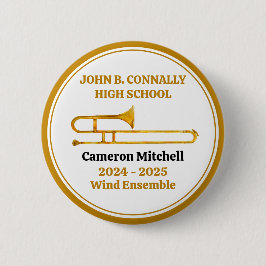 Trombone High School Band Gold Personalisiert Button