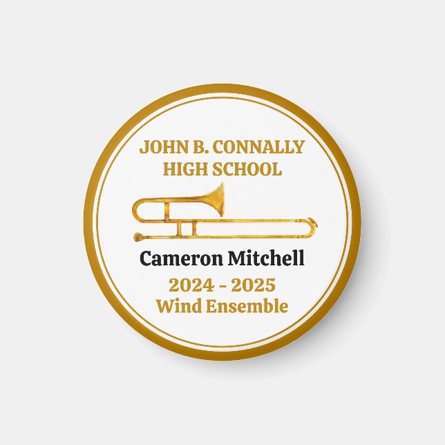 Trombone High School Band Gold Personalisiert Magnet (Vorne)