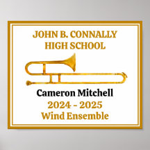 Trombone High School Band Gold Personalisiert
