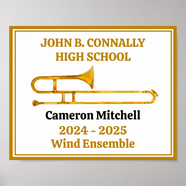Trombone High School Band Gold Personalisiert Poster (Vorne)