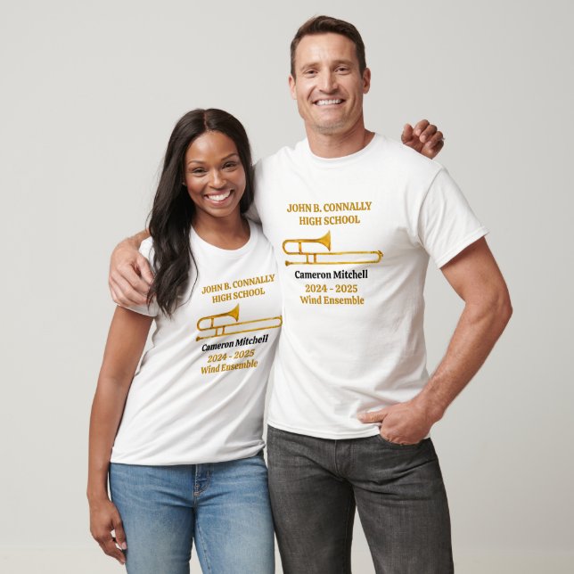 Trombone High School Band Gold Personalisiert T-Shirt (Unisex)