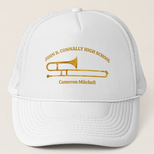Trombone High School Band Gold Personalisiert Truckerkappe (Vorderseite)