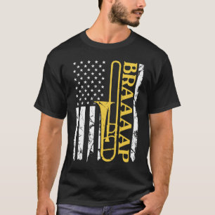 Trombone Instrument Amerikanische Flagge Braap Pat T-Shirt