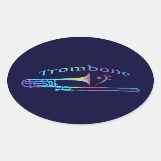 Trombone mit Bass Clef Ovaler Aufkleber