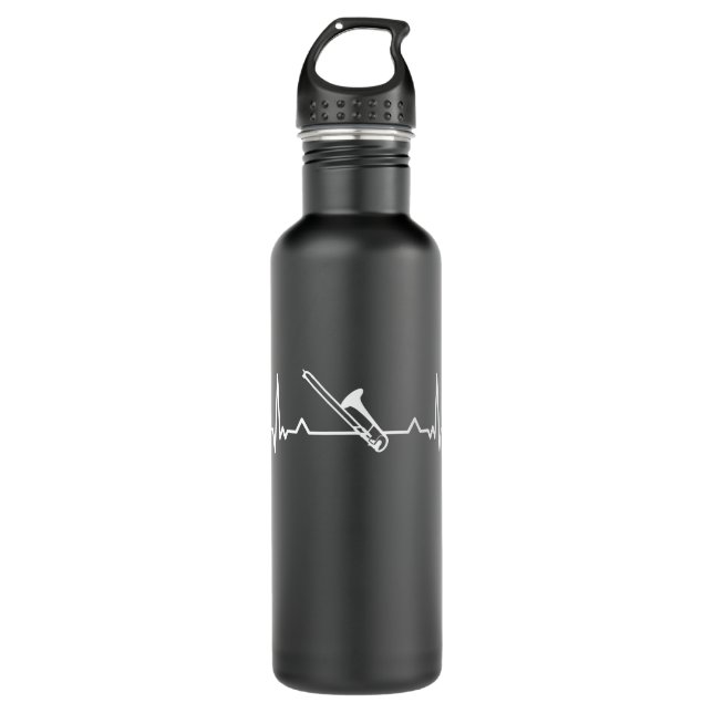 Trombone Music Heartbeat Funny Gift Edelstahlflasche (Vorderseite)