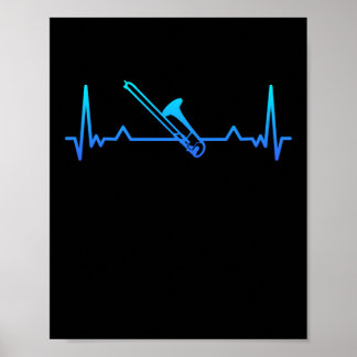 Trombone Music Heartbeat Funny Mama Gift Poster