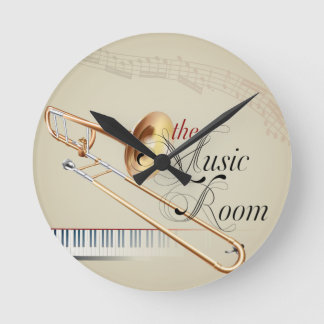 Trombone Music Room Runde Wanduhr