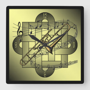 Trombone ~ musikalische Skala ~ Quadratische Wanduhr
