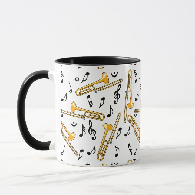 Trombone-Musiknoten-Muster Tasse (Links)