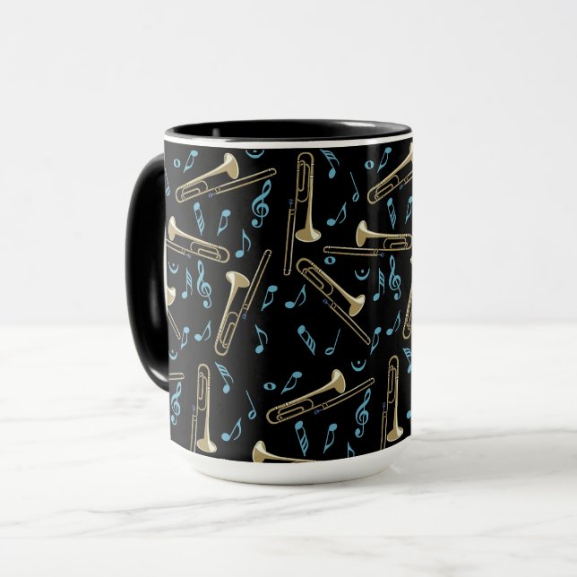 Trombone-Musiknoten Tasse (Vorderseite Links)