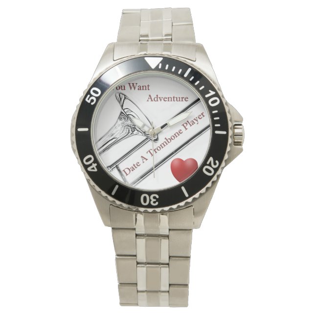 Trombone Player Musiker Wrist Watch Armbanduhr (Vorderseite)