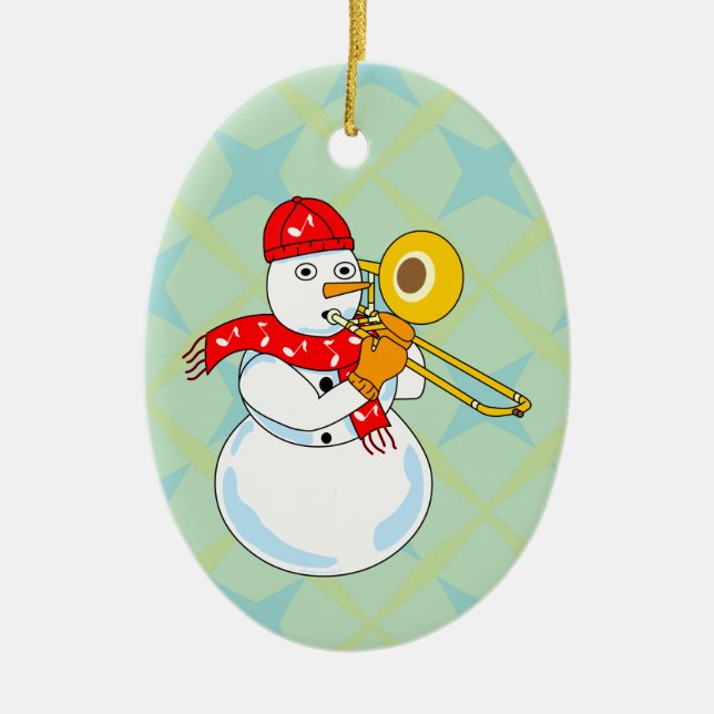 Trombone Snowman Keramik Ornament (Vorne)