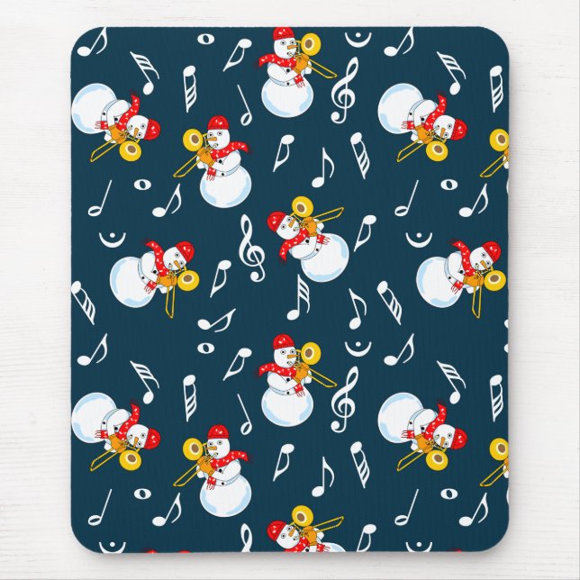 Trombone Snowman Musiknotens Pattern Mousepad (Vorne)