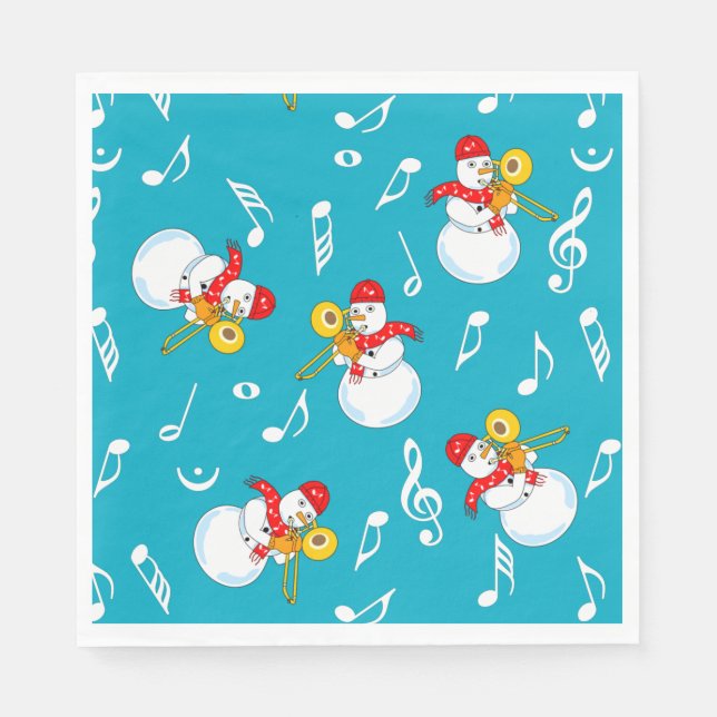 Trombone Snowman Musiknotens Pattern Serviette (Vorderseite)