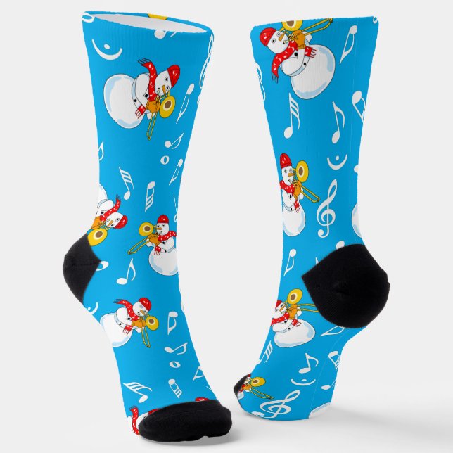 Trombone Snowman Musiknotens Pattern Socken (Gewinkelt)