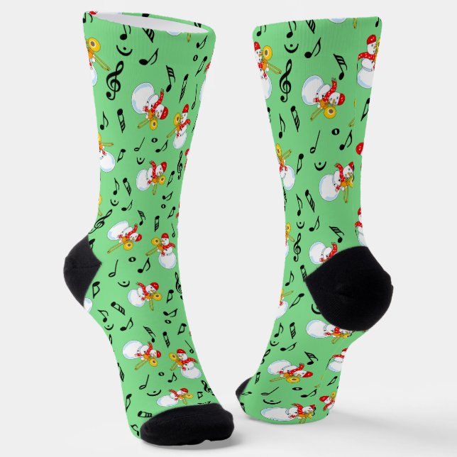 Trombone Snowman Musiknotens Pattern Socken (Gewinkelt)