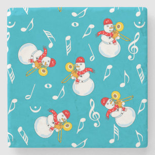 Trombone Snowman Musiknotens Pattern Steinuntersetzer