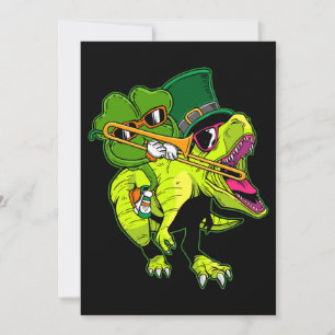 Trombone St Patricks Day Boys Kids Kleeblatt Dinos Einladung