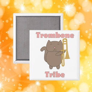 Trombone-Stamm lustige Katze rosa Buchstaben Magnet