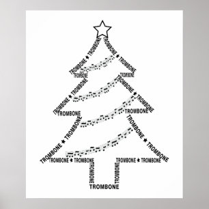 Trombone Text Weihnachtsbaum Poster
