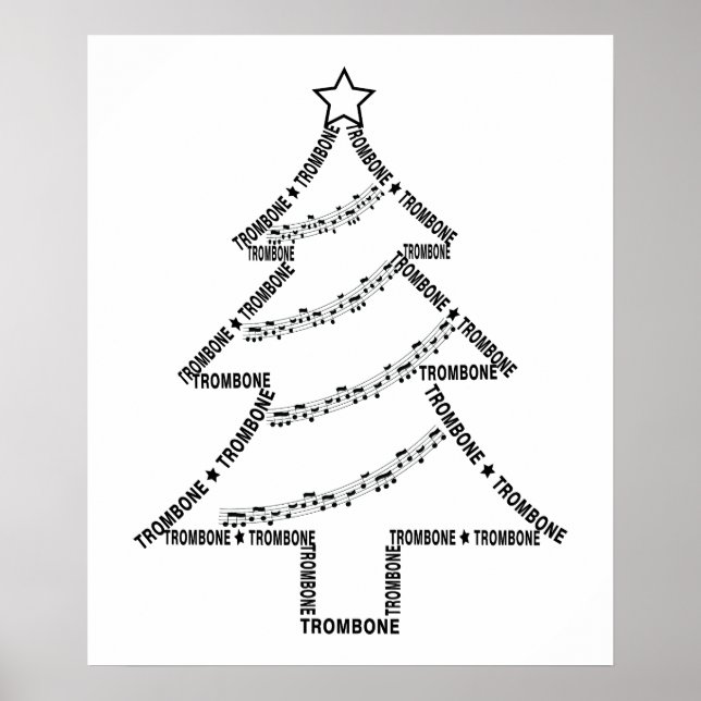 Trombone Text Weihnachtsbaum Poster (Vorne)
