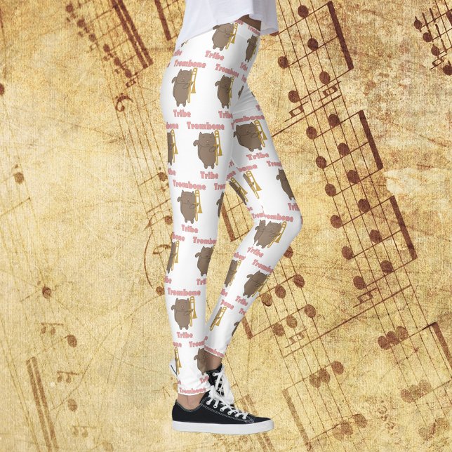 Trombone Tribe Brown Kitty Cat Pink Pattern Leggings (Von Creator hochgeladen)