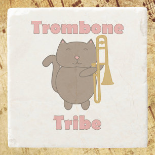 Trombone Tribe Kawaii Kitty Katze Rosa Buchstaben Steinuntersetzer
