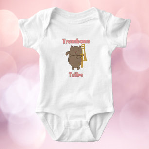 Trombone Tribe Süße Lustige Katze Rosa Buchstaben Baby Strampler