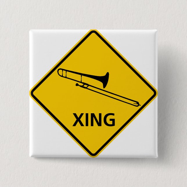 Trombone-Überfahrt-Landstraßen-Zeichen Button (Vorderseite)