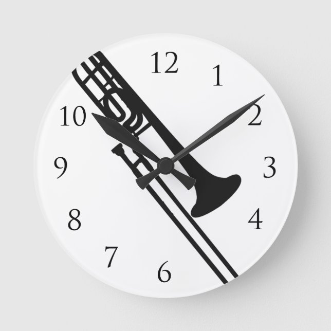 Trombone-Wand-Klicken Runde Wanduhr (Vorderseite)