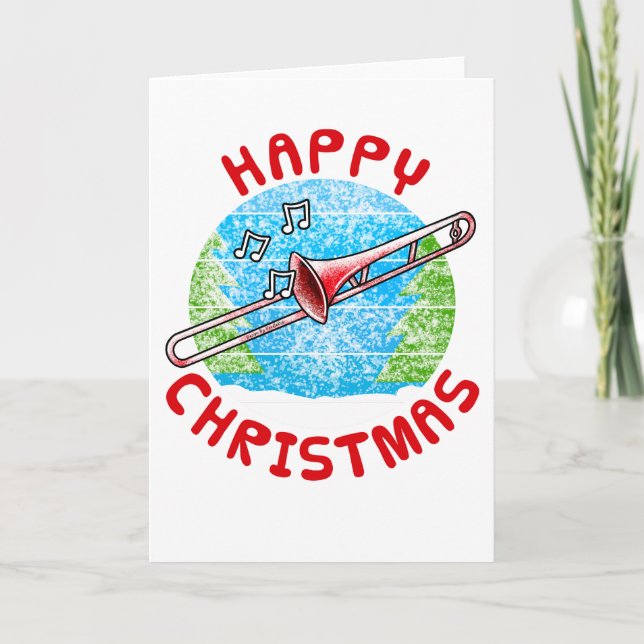 Trombone Weihnachtskarte Trombonist Brass Musiker Dankeskarte (Vorderseite)